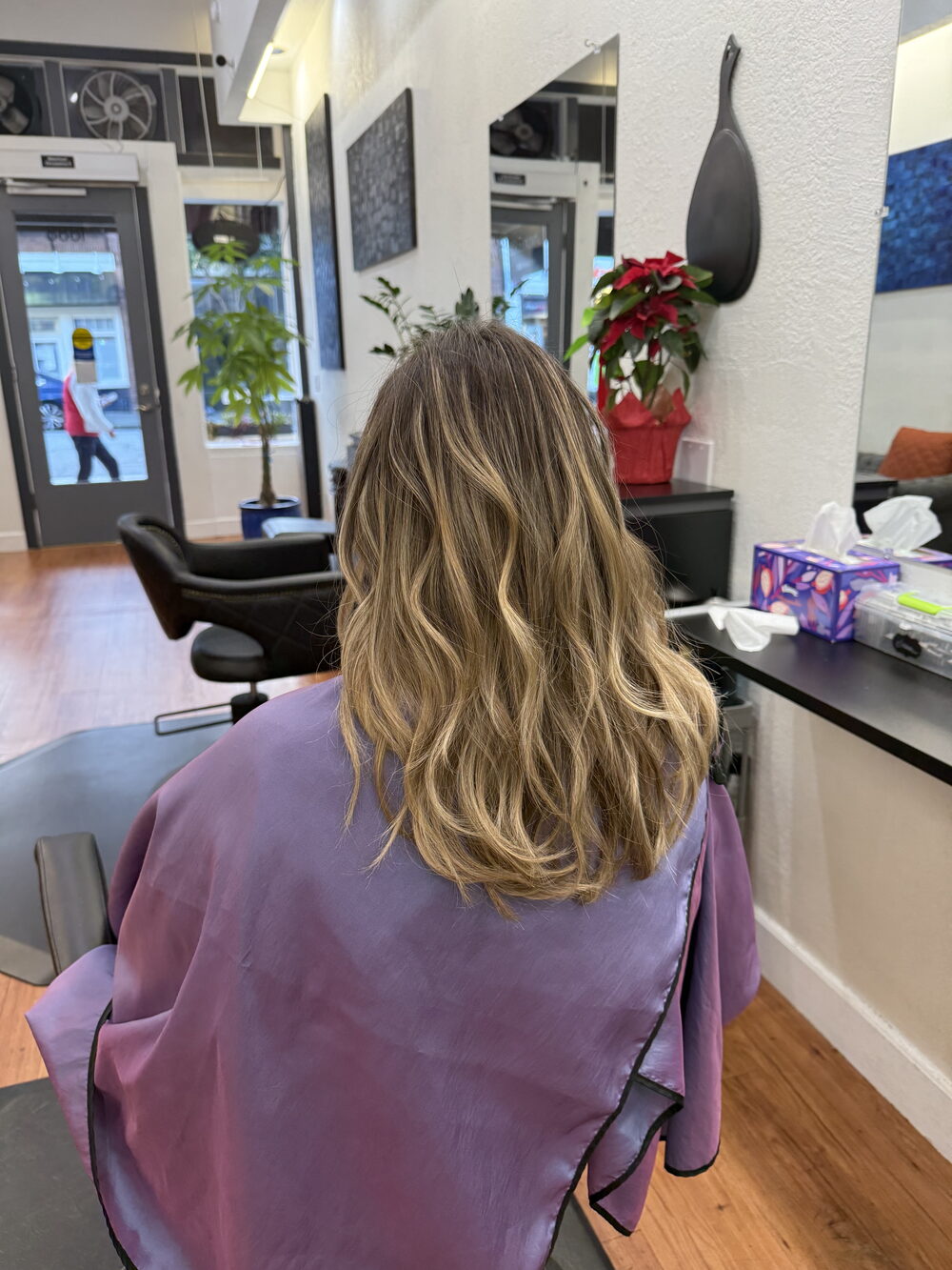 Balayage on long wavy hair